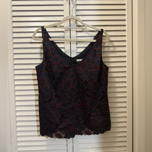 Trina Turk  Floral Lace Burgundy Navy Top Dark Romantic
Evening Glam - Picture 1 of 6